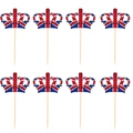 Set di 8 decorazioni per torte a corona con bandiera Union Jack per incoronazione Re Carlo - Piccoli Topper per Torta a Corona (8 pezzi/confezione)