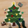 Tappetino da bagno in peluche a forma di albero di Natale con decorazioni natalizie - 40*60cm (Finto Cashmere) / Stile di Natale 2