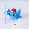 Blue Christmas Axolotl resin figurine with Santa hat, 1.8cm tall miniature animal decor - Blue