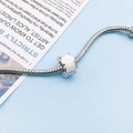 DIY silver snake chain bracelet with heart-shaped white enamel charm accessory - White