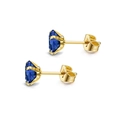 Titanium steel stud earrings featuring deep blue square zircon stones in golden setting - 3mm / Gold Blue Glass