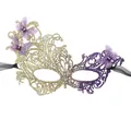 Maschera veneziana in pizzo sfumato viola e oro con farfalle di strass - Farfalla Fenice Sfumata con Strass - Oro Viola