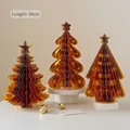 Golden 3D origami Christmas tree 30cm desktop decoration for holiday festive home decor - Gold Star Tree Set