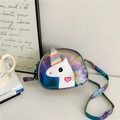 Rainbow gradient unicorn crossbody bag for girls with glitter horn and mesh mane - Black
