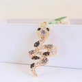 Portachiavi serpente dorato con cristalli chiari e strass neri per borsa da donna - Grigio / Grigio