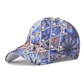 Florale Baseballkappe mit Perlen und Strasssteinen in Marineblauem Blumenmuster - Verstellbar / Blau Mit Perlen Und Strass