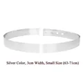 Polished silver metal mirror belt for dresses 3cm width small size for 63-71cm waist - 3cm Width/Size S (63-71cm) / Silver