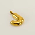 Polished gold bubble letter J pendant made of stainless steel on white background - Letter J