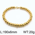 Polished 6mm gold stainless steel bead bracelet with lobster clasp and 190mm length - Style A 6mm (KLJ6677-Z)