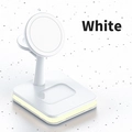 Estación de carga magnética 3 en 1 blanca para móvil, reloj y auriculares con luz LED - Blanco
