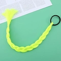 Detailed view of children's yellow braided hair extension with black elastic band - Neon Yellow