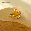 Golden heart-shaped stainless steel ring with 1.9cm height and 2.5g weight details - Simple Smooth Gold Heart Ring (NMSR-H315-1)