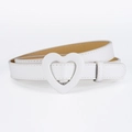 Elegante cintura bianca per bambini in pelle PU con fibbia a cuore e cuciture di qualità - Bianco