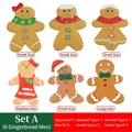 Set of 6 Christmas gingerbread man ornaments in small, medium, and large sizes - Christmas Gingerbread Man Ornament Set 1 (6 Pieces)
