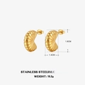 French vintage semi-circle hollow stud earrings in 18K gold plated stainless steel - Gold