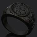 Anillo Vikingo vintage de acero de titanio negro con patrón Triskelion y relieve de lobo - US 8 / Negro