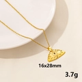 Gold stainless steel evil eye pendant necklace with 16x28mm size and 3.7g weight - Gold Evil Eye Fan Style (S1063-G+N22-G)