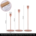 Set of 3 rose gold metal candle holders in varied heights with slim stands and round bases - Large, Medium and Small Combination (6036) / Rose Gold