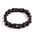 Men's black 316L stainless steel bicycle chain bracelet with punk mechanical style design - 220mm / Black