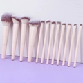 Professional 13-piece makeup brush set with pink handles and synthetic fiber bristles - 12Pcs Three-Color Hair Pink Handle