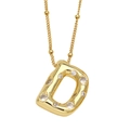 Gold plated letter D pendant necklace with sparkling cubic zirconia on a beaded chain - Letter D