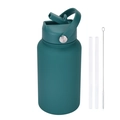 Dark green 650ml stainless steel insulated water bottle with straw and handle - 650ml / Glass Green