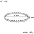 Silver honeycomb style stainless steel bangle, 6.0cm diameter, 16.0g weight - Inner Diameter 6.0cm Width 0.6cm / Silver (Honeycomb)