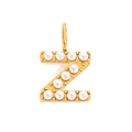 Gold plated stainless steel letter Z pendant featuring small white pearls inlay design - Letter Z / Rose Gold