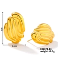 Abstract wavy geometric stainless steel stud earrings in polished gold finish - Abstract Wave Style (E01673-13)