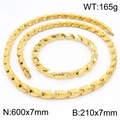 Set hiphop in acciaio inossidabile dorato con collana e bracciale a maglia dragon bone - Collana 600x7mm + Bracciale 210x7mm / Set Oro (KS204775-KFC)