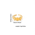 Detailed view showing dimensions and weight of the sun weave gold plated open ring - Flower Motif (#0271)