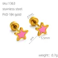 Specifiche dettagliate delle dimensioni degli orecchini a stella rosa placcati oro 18K - Rosa