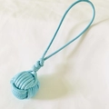 Handcrafted blue monkey fist knot keychain accessory for bags and car keys - Blue