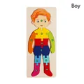 3D wooden educational puzzle for toddlers featuring a boy with numbered color pieces - Boys