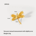Detailed size specifications for a gold-plated stainless steel dragonfly ring accessory - Dragonfly Design (DFR185)