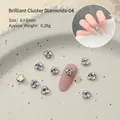 Clover-shaped 3D silver rhinestones for nail art, gold base, size 6x6mm - 6mm (10 Pcs)