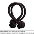 Close-up of two dark brown braided elastic hair ties with spherical knot details - 7# Dark Brown Knotted Hair Tie