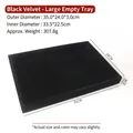 Black velvet jewelry display tray 35x24x3cm for rings and necklaces storage - Large Empty Tray