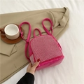 Mini zaino rosa acceso con borchie argentate e spallacci regolabili coordinati - Rosa Rosso
