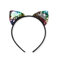 Rainbow sequin cat ear headband for kids Halloween cosplay and party props - One Size / Multicolor Sequins