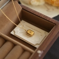 18K vergoldete Titan-Halskette mit quadratischem Anhänger und achteckigem Stern - Quadrat Anhänger / Gold
