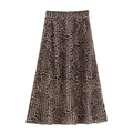 Eleganter Midirock mit Leopardenmuster und Plisseefalten aus leichtem Chiffon-Gewebe - XS / Leopardenmuster