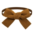 Classic brown knitted bowtie headband for dogs and cats with ribbed texture on white background - Brown Knitted Solid