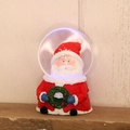 Palla di neve luminosa Babbo Natale con abito rosso e ghirlanda verde decorativa - Babbo Natale Testa Grande
