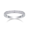 Silver 925 half eternity band ring with round cut moissanite stones in white gold finish - R13130+gra/black Card / US Size 7 / Circumference 54.3mm