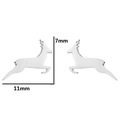 Detailed dimensions of silver deer stud earrings measuring 11mm in width and 7mm in height - Deer-368 / Steel