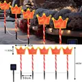 Solar Christmas crown stake lights with red yellow Santa Stop Here led markers - Battery Box / Yellow Edged Crown