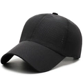 Quick-dry black mesh baseball cap for men and women featuring minimalist breathable design - Adjustable / Black