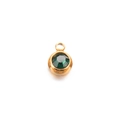 Green birthstone pendant with 6mm gold-plated stainless steel bezel for DIY jewelry - Dark Green - Gold