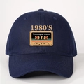 Dunkelblaue 1980er Vintage Kassetten Baseballkappe mit verstellbarem Baumwollriemen - Einheitsgröße / Marineblau